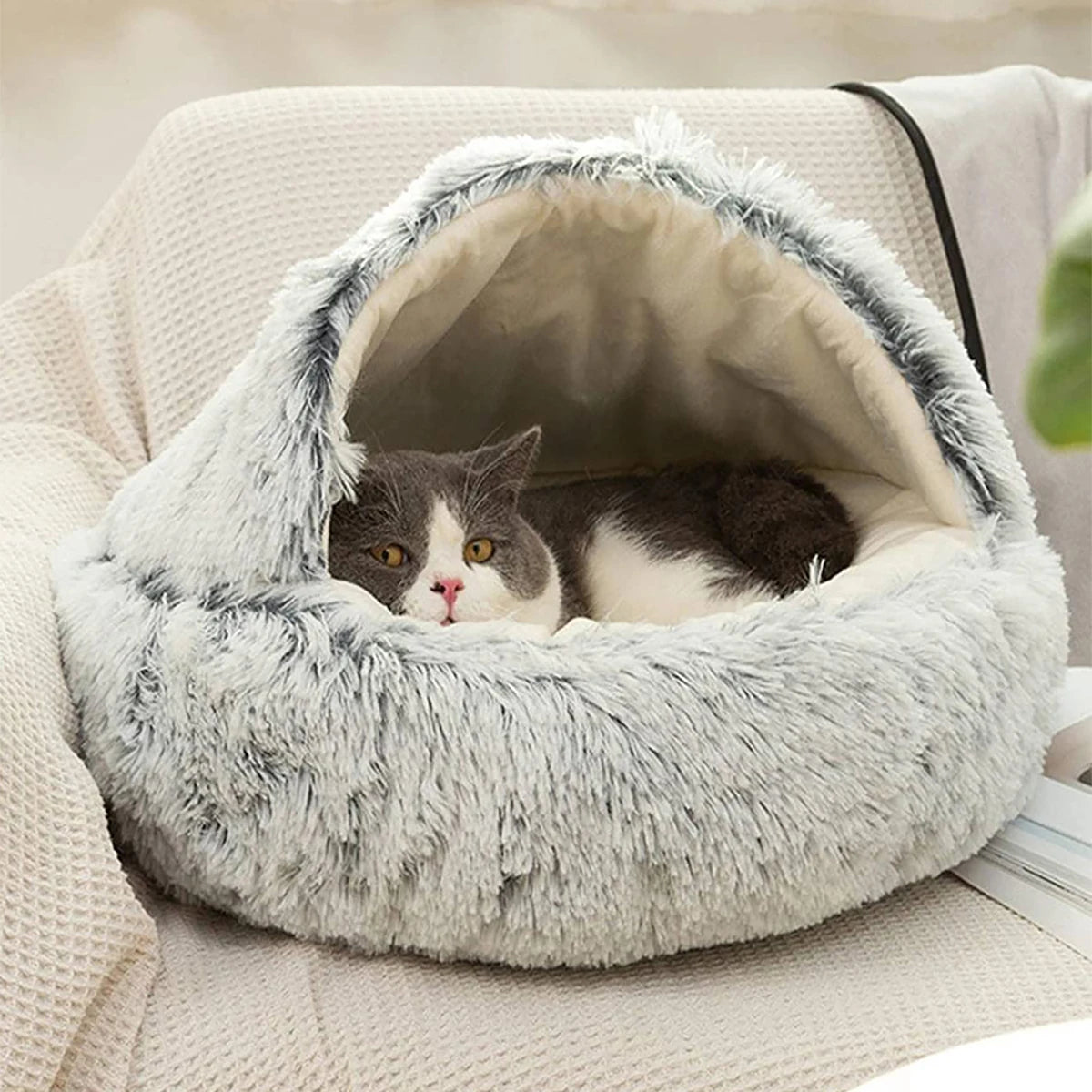 CozyFluff Premium Pet Cave Bed