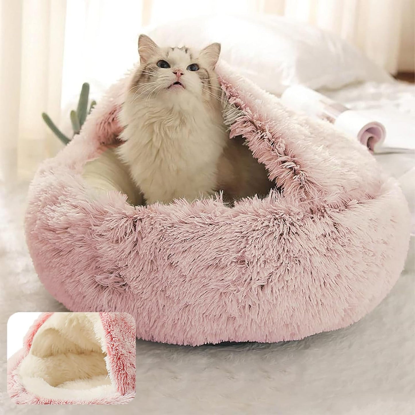 CozyFluff Premium Pet Cave Bed